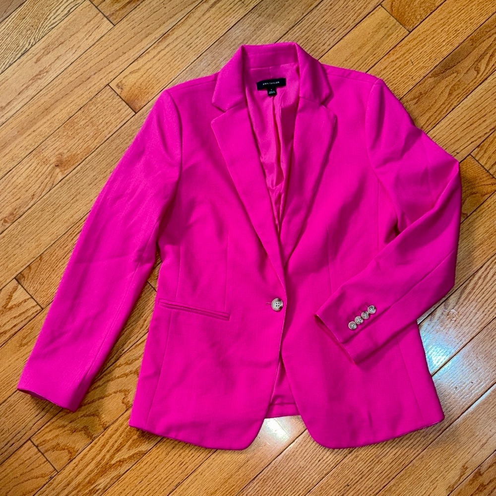 ‼️Ann Taylor Bright Pink Blazer Jacket Size 8